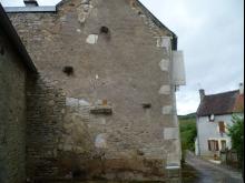 Pignon enduit à pierres vues couleur Vieux Tuffeau de chez PRB. (Avant)